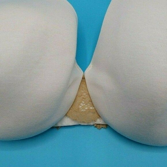 Lane Bryant Cacique Womens Bra Cotton Lace Full Coverage 38C Ivory w/ Tan Lace - Picture 7 of 8